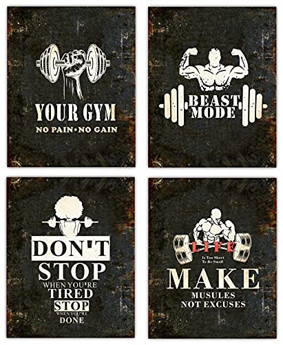 Sports Art Prints Gym Wall Decor Motivational Posters for Gym Workout Posters for Home Gym Set of 4(8â€X10â€, Unframed) Fitness Posters Exercise Classroom Decor
