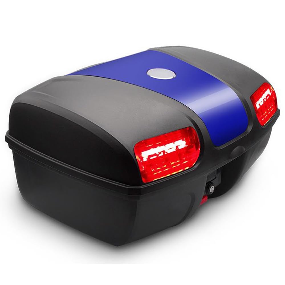NILZA Baúl De Moto Baúl Universal Moto Scooter Maleta 47 L Motocicleta para 2 Casco, Caja De Moto Grande Capacidad Maletero De Moto, Desmontable (Color : Blue)