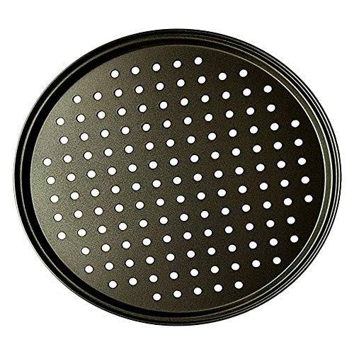 Plato Pizza,Bandeja Pizza 26/28/32 CM acero al carbono antiadherente-Hornada de la pizza de malla bandeja de la cacerola placa redonda Deep Dish bandeja Pan Pizza molde de la herramienta for hornear H