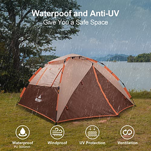BETENST Camping Zelt, Pop Up Zelt 3 Personen Familie Kuppelzelt Wasserdicht Winddicht mit 2 Mesh-Tür, 2 Mesh-Fenster… – Ansicht 6
