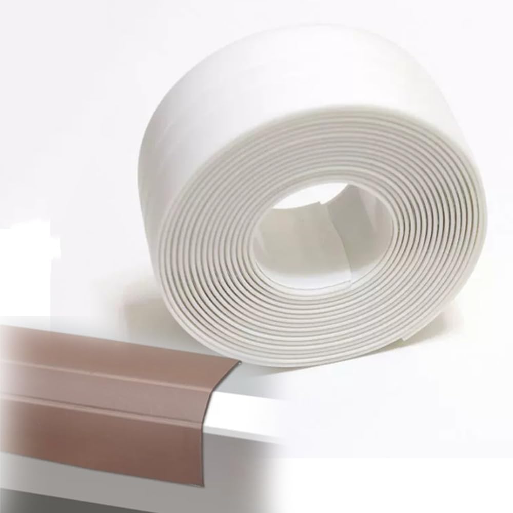YUEKOPOU 3 Rolls PVC Self Adhesive Caulk Tape 1.5in x 10.5ft Waterproof for Bath Kitchen Sink Walls