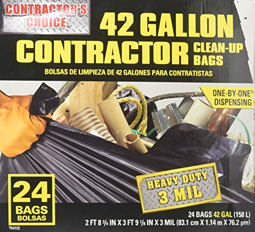 Image of Contractor's Choice 24-Count 42-Gallon Outdoor Construction Trash Bags