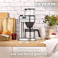 SEVERIN Filterkaffeemaschine "Caprice" mit Thermokanne, wie von Hand aufgebrüht, Kaffeebereiter für bis zu 8 Tassen, Kaffeemaschine mit Timer, 1l, Edelstahl-gebürstet/schwarz, KA 5761 – Ansicht 3