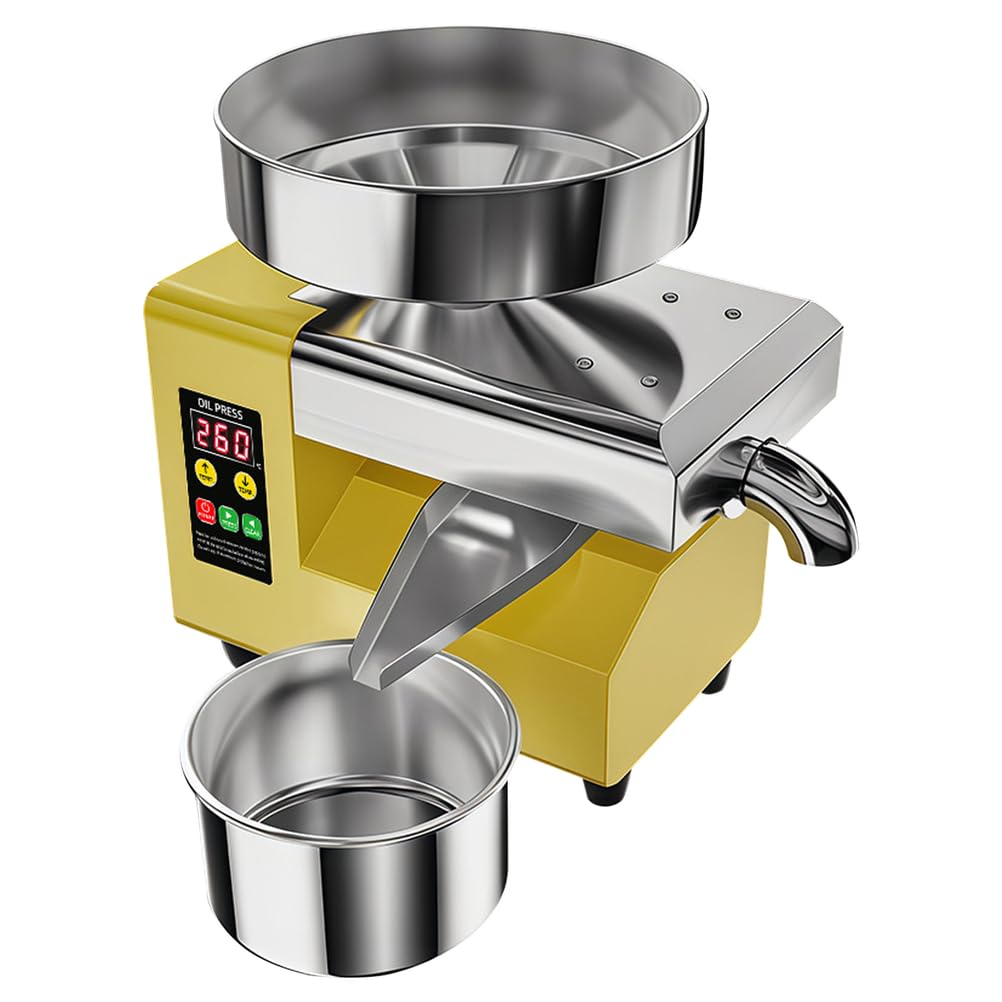 YXZYFPP 1100W Oil Press Machine - Cold & Hot Oil Extractor for Home Kitchen, Compact Peanut, Sesame & Coconut Oil Maker, Efficient and Easy-to-Use