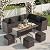 YOCONYO Patio Furniture Set, 7 Pieces Outdoor Dining Sets, All Weather Rattan Conversation Set, Outdoor Dining Sectional Sofa with Large Dining Table, Ottoman (Brown-Dark Grey, A-7 Pieces)