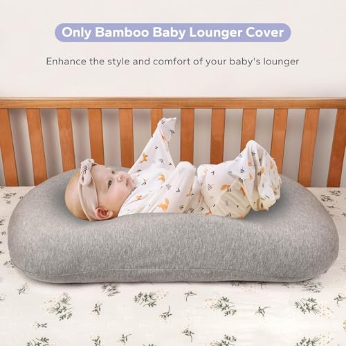 Image of FUNUPUP Baby Lounger Cover Only Rayon Derived from Bamboo, Gray | Removable Elastic, Soft Breathable, Easy On /Off Change, Machine Washable