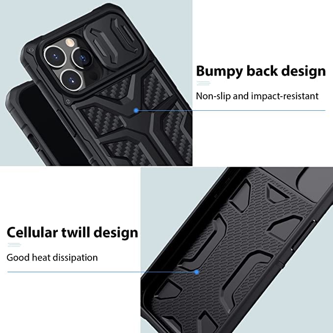 Image of Nillkin for iPhone 14 Case & iPhone 13 Case with Camera Cover [Military Grade Drop Tested] Shockproof Protective Case with Slide Camera Lens Protection 6.1 inch, Black