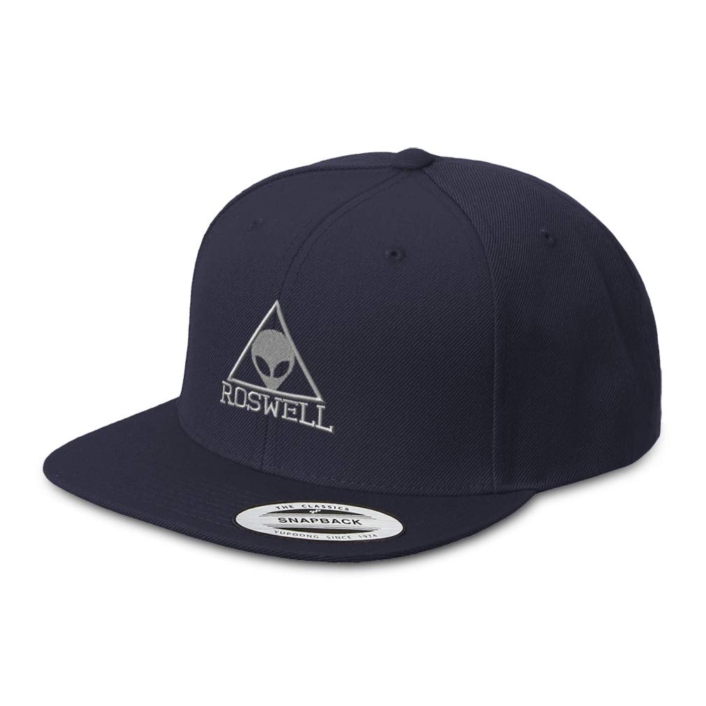 Speedy ProsSnapback Hats for Men & Women Alien Roswell Silver Embroidery Acrylic Flat Bill Baseball Cap Navy Design Only
