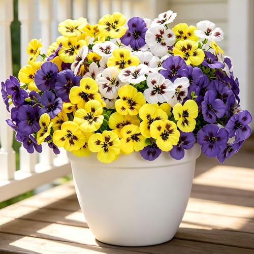 Artificial Flowers for Outdoors,Yellow White Purple 12 image 8