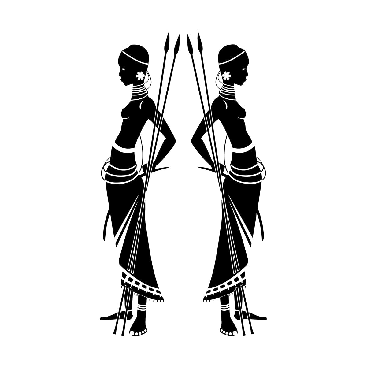 African Women Ethnic Motives Afro Style Wall Stickers Mural Home Decor Living Room Bedroom Decals Removable Large - 74x135cm