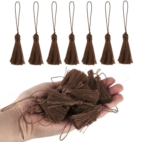 Image of 48Pcs Mini Bookmark Tassels Handmade Keychain Silky Tassel