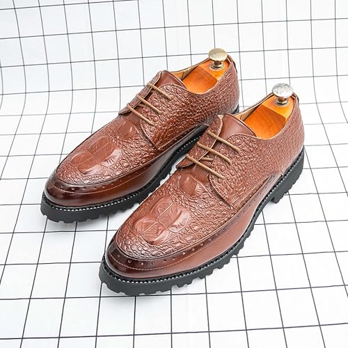 Men's Casual Lace-up Oxfords Fashion Pointed Toe Thick Bottom Business Formal Shoes Comfortable Leather Wedding Party Uniform Prom Derby Loafers3