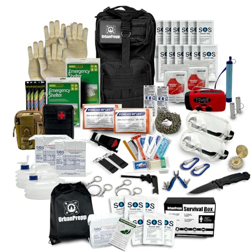 72-Hour Survival Combo Kit - 2 Person Bugout Bag & Survival Box with Food, Water, First Aid, Tools