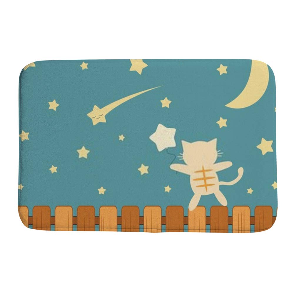 Tapis de bain antidérapant absorbant et doux motif chat féerique 91x61 cm
