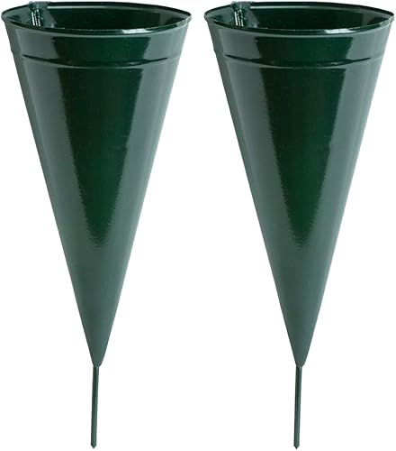 Jarrón de cementerio de cono de metal, paquete de 2