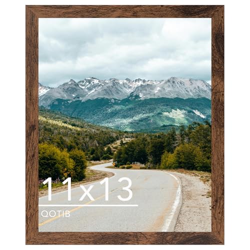 QOTIB 11x13 Picture Frame Deep Brown for Wall Hanging Wood 11 x 13 Frame Photo Frame for Wall Horizontally or Vertically Deep Brown 1 Pack
