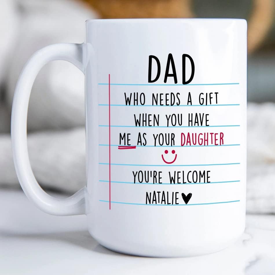 HAQCO Regalo para papá de hija, regalo del día del padre, taza para papá, regalos de cumpleaños para papá, regalo personalizado para papá, regalo