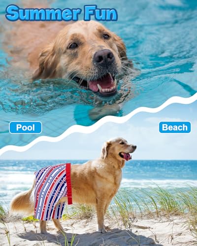 Image of CuteBone Dog Swim Trunks Swimsuit Durable & Comfortable - Quick-Dry, Adjustable Waistband Shorts, UV Protection Bikini- Perfect for Beach, Pool & Outdoor Fun, 4th of July Stars DST05XL