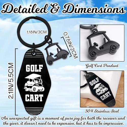 Image of Golf Cart Keychain for Women Men - Keys To The Golf Cart Accessories Retro Metal Keychains for Golf Lovers Players