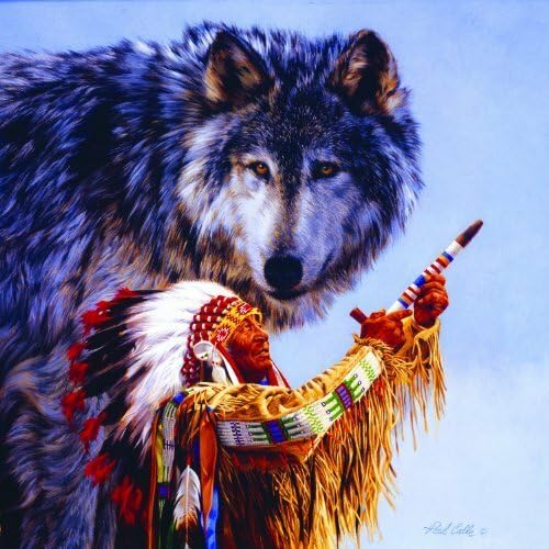 SunsOut INC - O Spirit of The Wolf - 500 pc Jigsaw Puzzle by Artist: Paul Calle - Finished Size 19" x 19" - MPN# 49718