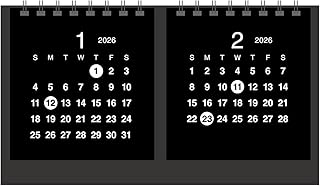 卓上カレンダー【2026年 1月始まり】クラフト 2マンス ブラック CT-526 (ブラック)