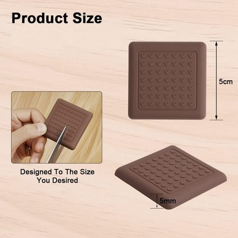 Image of MaruHub 4Pcs Non Slip Furniture Pads for Hardwood Floors - Furniture Leg Protectors for Chair, Table, Sofa - Self Adhesive Silicone Pads to Prevent Floor Scratches & Reduce Noise (4 x 4 cm)