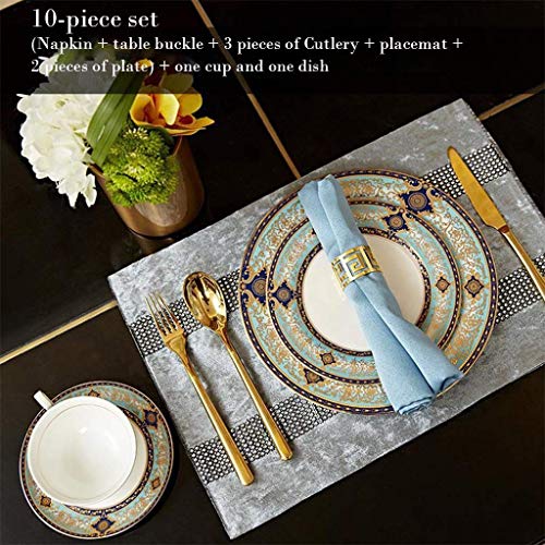 Juego de vajilla de cerámica con esmalte activado, juego de cena/almohadilla de colocación de mesa, taza de café, plato… - Imagen 3