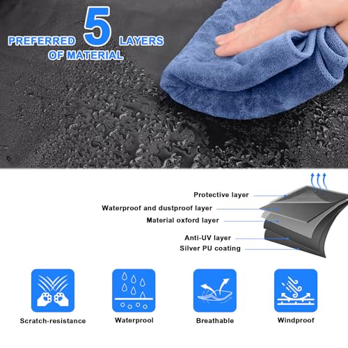 Image of Waterproof ATV Covers 600D Dustproof Outdoor Storage Cover with Fluorescent Strip Compatible with Polaris RZR Yamaha Polaris Yamaha Suzuki Honda Kawasaki Anti UV Wind Quad Cover with Buckle (XL Size)