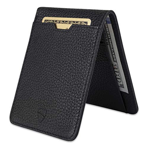 Image of Vaultskin MANHATTAN Slim RFID Blocking Bifold Leather Wallet for Men - Men's Leather Wallet, Front Pocket Minimalist Card Holder, Holds 9 Cards and Cash, Premium Italian Leather