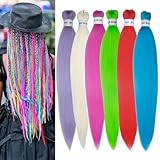 Pre Stretched Braiding Hair 26inch Colored Hair Extensions for Braids 6pcs Knotless Multi Color Braiding Hair Prestretched for Women
