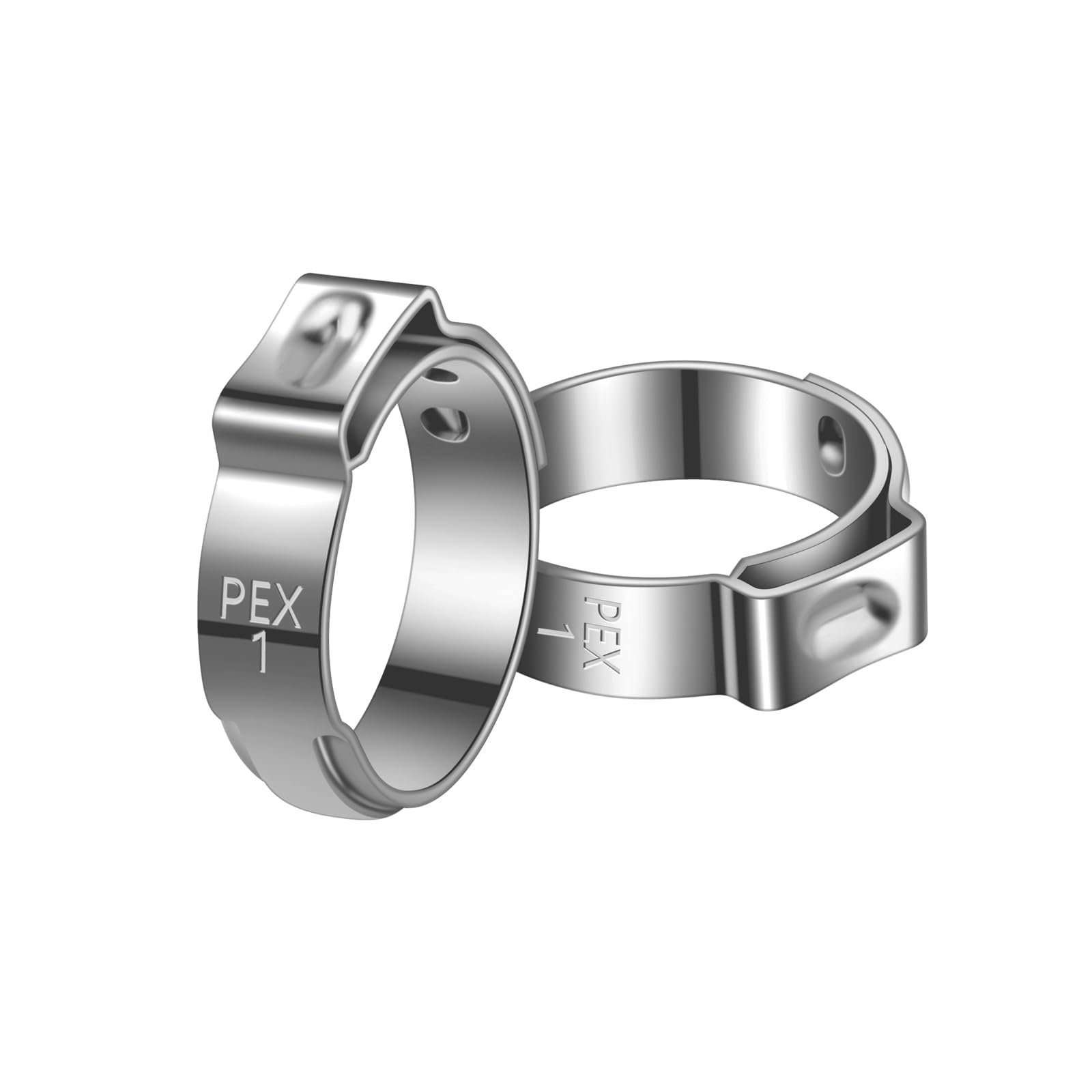 50 PCS 1 Inch PEX Cinch Clamp Rings, 304 Stainless Steel Single Ear Hose Clamps for Plumbing and Pipe Fitting Connections, PEX tubing Pipe Fitting by