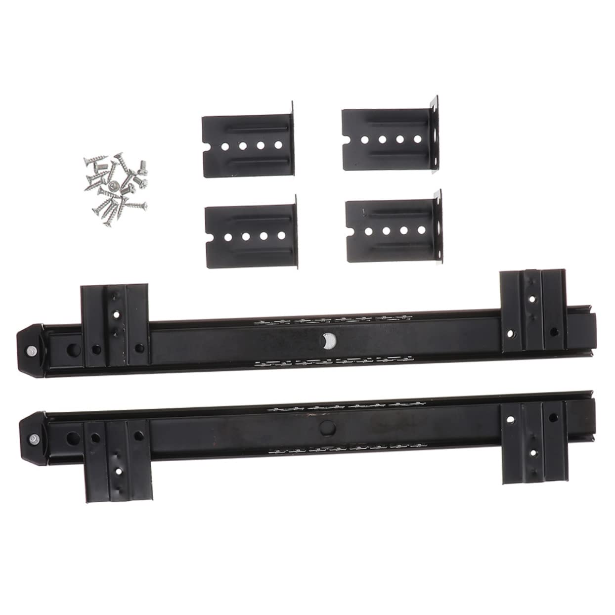 LALAFINA 1 Pair Keyboard Slide Out Tray Drawer Slides Heavy Duty Rails for Cabinet Furniture Reinforced Track for Easy Installation Finish