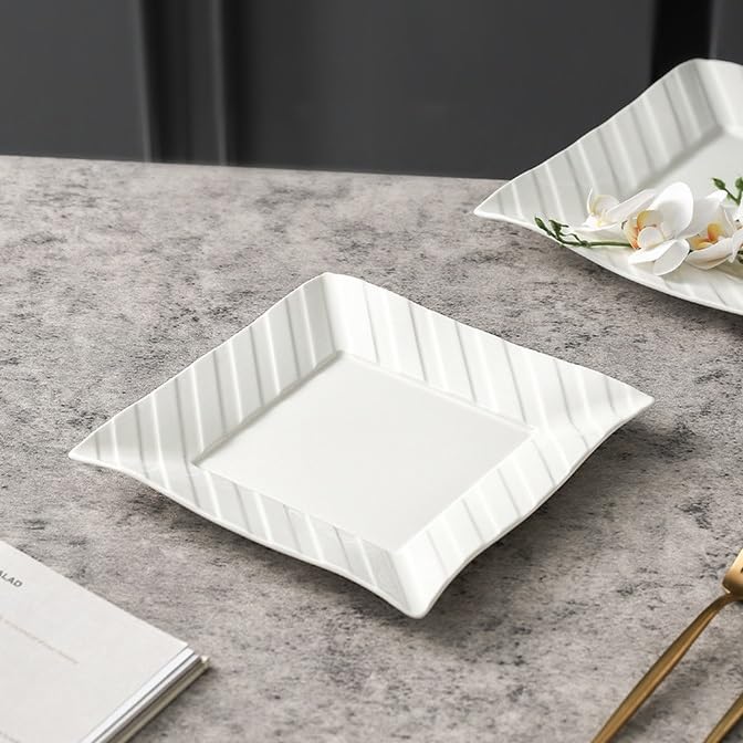 Talerz obiadowy talerze 24 cm wzór linii biały hotel restauracja ceramiczna zastawa stołowa domowe naczynie kreatywne kwadratowe zachodnie jedzenie talerz deserowy stek płytki talerz do naczyń można