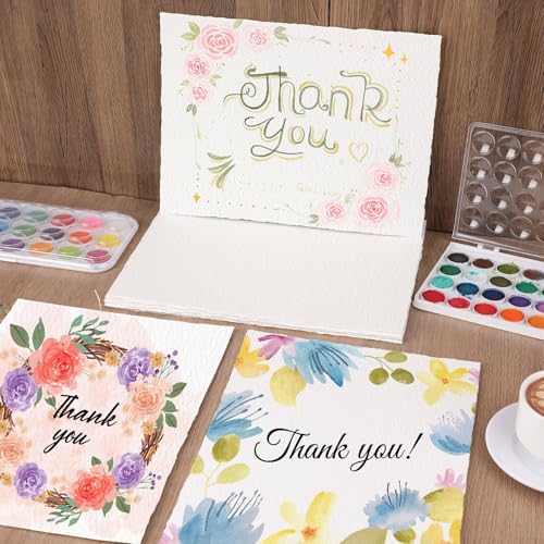 Image of 25 Sheets Watercolor Paper 9X 12, 300 GSM Deckled Edge Paper Rough /Textured Handmade Paper for Watercolors, Wedding Invitations, Cards, Crafts