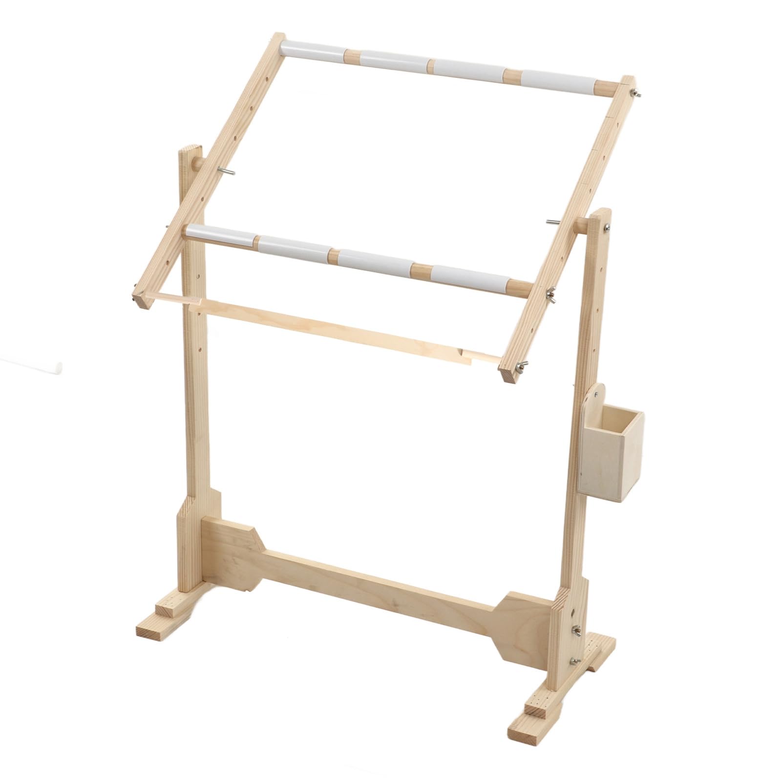 Cadre de Broderie sur Pied 100cm Réglable en Hauteur, Support de Sol pour Tapisserie et Point de Croix en Bois avec Rotation à 360°