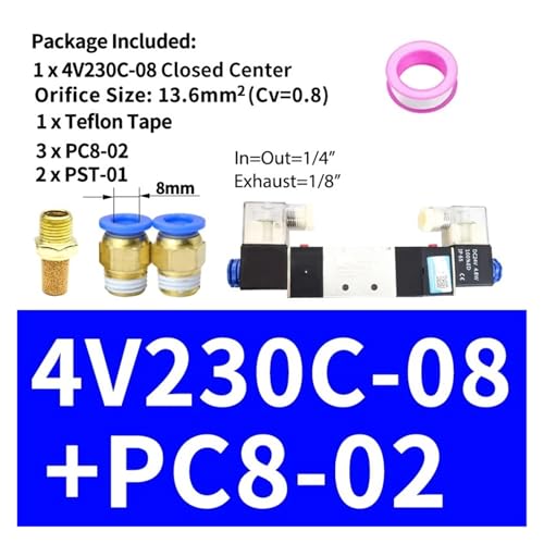 Électrovannes pneumatiques 4V130C-06 à centre fermé pour commande - 3