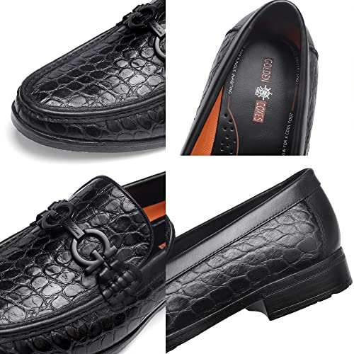 Image of Premium Dress Shoes for Men, Classic Alligator Printed Business Leather Dress Slip on Loafer Shoes for Mens