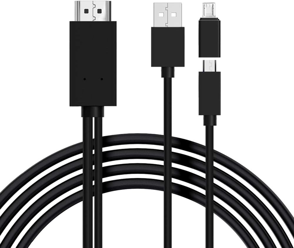 Micro USB to HDMI Cable Adapter, MHL to HDMI converter with Video Audio Output for Android Samsung Galaxy S3 S4 S5 Note 2 Tab3 For HDTV (BLACK)