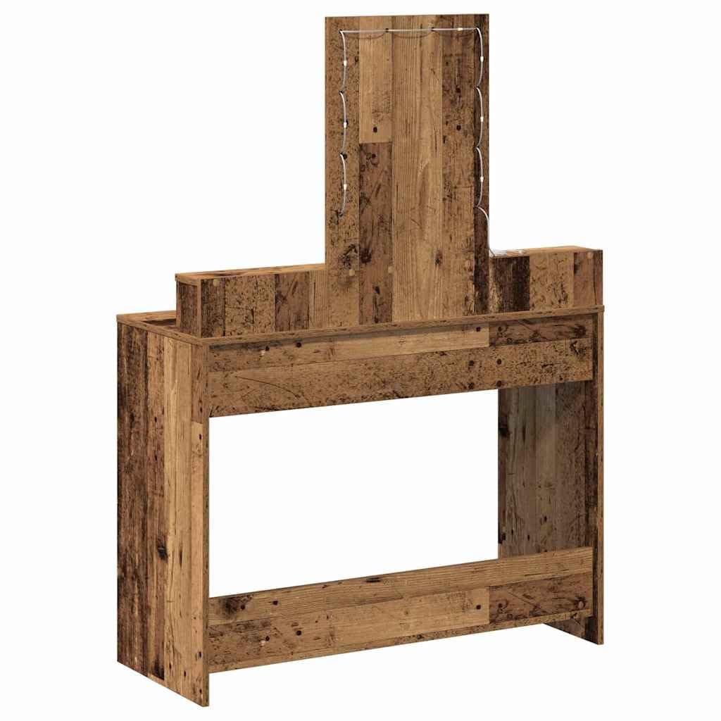Schminktisch Braun aus Holzwerkstoff 100 x 41 x 140 cm mit LED-Spiegelbeleuchtung, USB-Anschluss, Schublade und Stauraum für Schlafzimmer, Ankleidezimmer, Makeup und Pflege