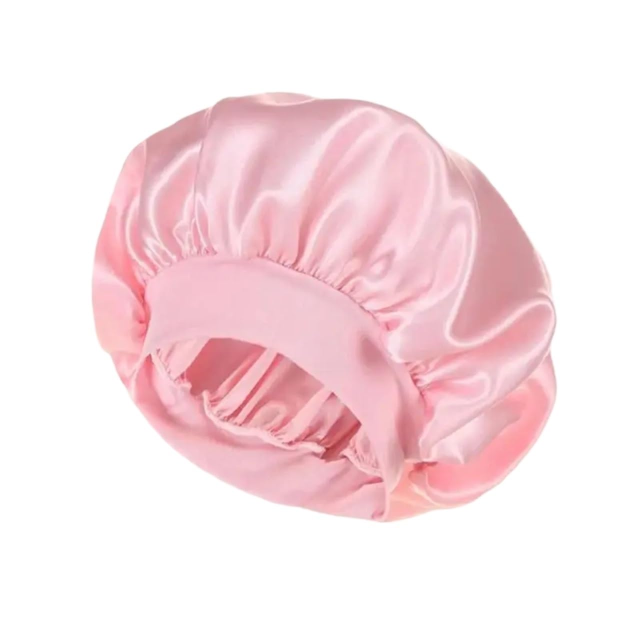 Cofano In Seta Cappello da notte in raso donna a tesa larga con fascia elastica morbida Cura dei capelli Cofano in seta Anti-crespo for la cura di bellezza(Pink)