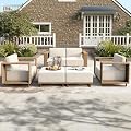 HERA'S HOUSE Patio Furniture Conversation Set, Deep Seating Outdoor Couch Set with 10" Thick Cushion, 5 Pieces Yellow Rattan Wicker Sofa with Ottomans, Garden Deck Lawn Furniture