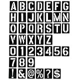 Kitekorosso ステンシルシート アルファベット 文字 数字 記号 42枚 再利用可能 水洗い可能 ステンシル テンプレート ファブリックアート DIY POP作成 ポスター 塗装 看板 壁 ドア 家具 装飾