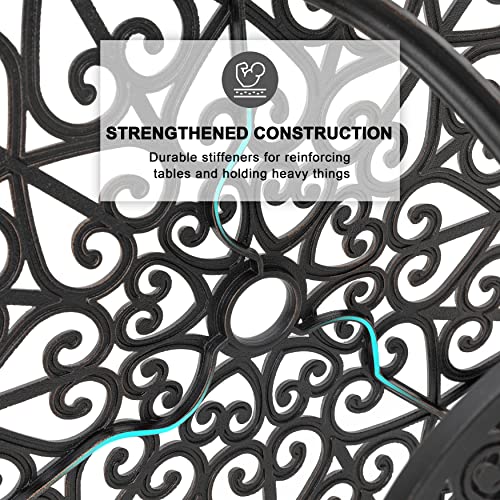 Nuu Garden 3 Piece Bistro Table Set Cast Aluminum Outdoor Furniture Weather Resistant Patio Table And Chairs With Umbrella Hole For Yard, Balcony, Porch, Black With Antique Bronze At The Edge #TOP4