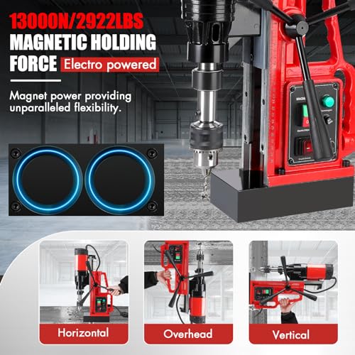 Image of Mag Drill Press, 1550W Power Magnetic Drill Presses, 2″ Boring Diameter, 500 RPM, 10 Speed for Industrial & Home Improvement