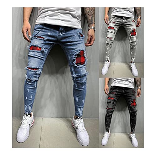 ZCFXJiTuanYZ Men's high-end Slim-Fitting Ripped Leg Pants Fashion Jeans Men,NO.22