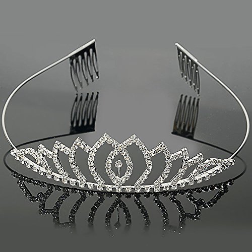 Crazy K&A Woman & Girl Small Wave Shape Rhinestone Headband Tiara Crown Hair Comb Pin For Wedding Party Banquet, Silver