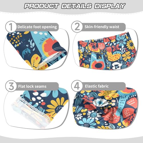 Colorful Flower Floral Colors Girls Casual Leggings for Kids Printed Long Pant Bottoms Stretch and Soft3