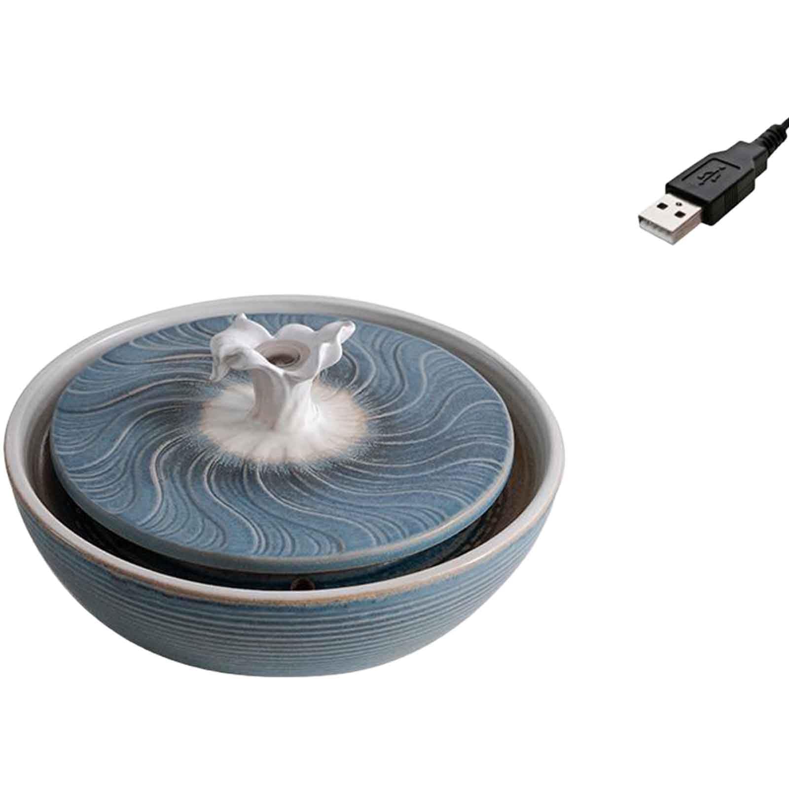 Desktop fountain, Circulating Water Fountain Humidifier Birth Wealth Inviting Feng Shui(Blue)