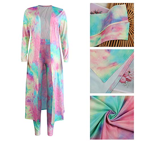 Image of Womens Fashion Printed Long Cardigans 2 Piece Outfits,Long Sleeve Coat and Trousers Set