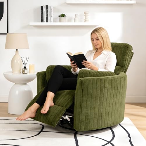 Sillón reclinable plegable chenille verde miniatura 2